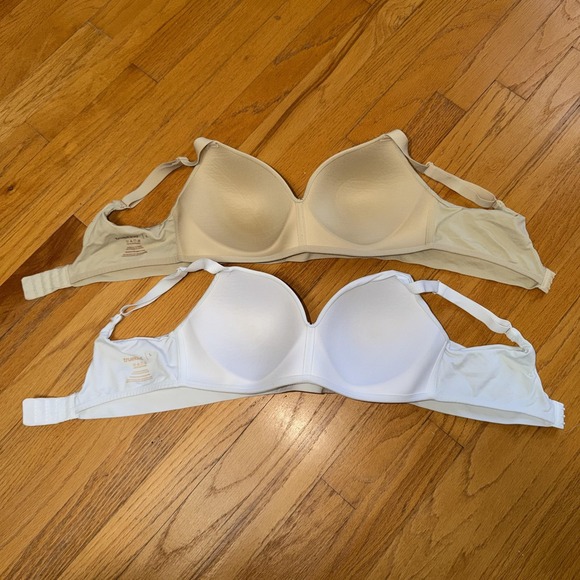 Truekind‎ Bra Womens Large White Beige Wireless Padded Seamless Lot Of 2 - Picture 5 of 6